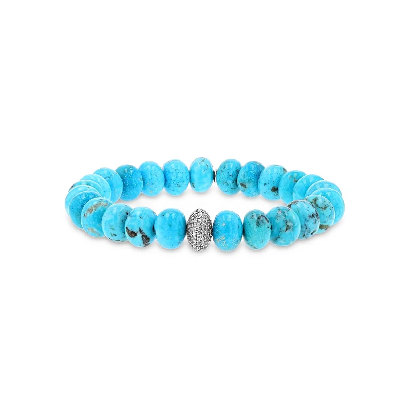 Arizona Turquoise Beaded Bracelet with 1 Diamond Donut