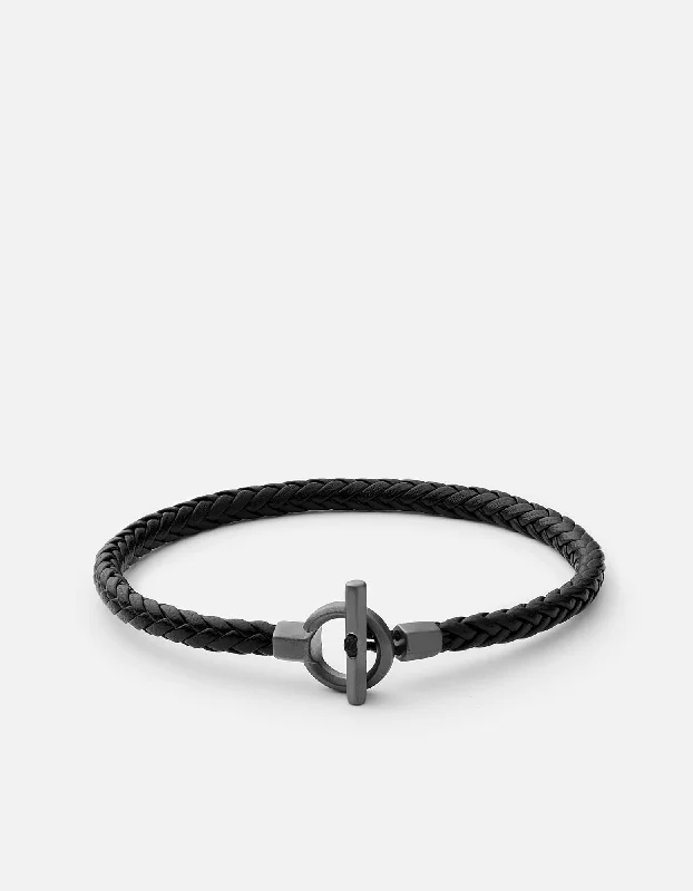 Atlas Leather Bracelet, Matte Black