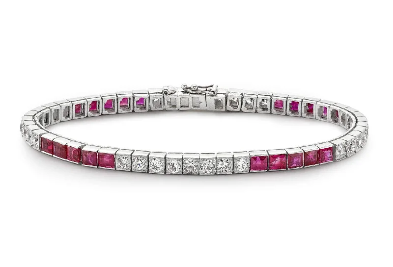 CARTIER RUBY AND DIAMOND ART DECO BRACELET