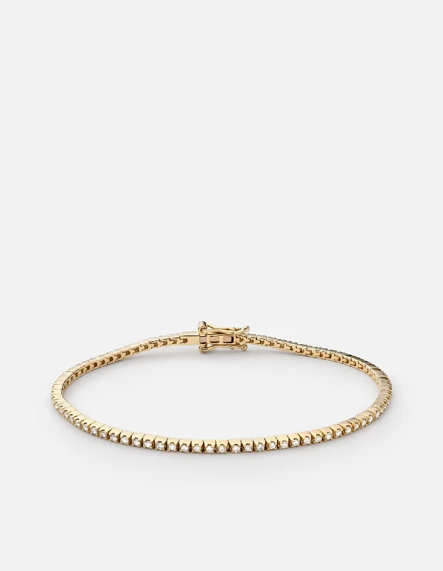 Century Square Bracelet, 14k Yellow Gold Pavé