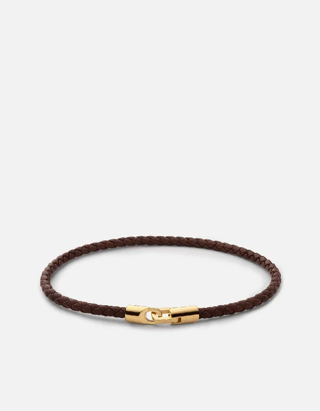 Cruz Leather Bracelet, Gold Vermeil