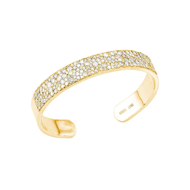 Diamond Cobblestone 14K Gold Cuff Bracelet