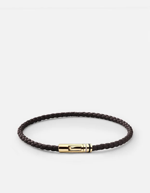 Juno Leather Bracelet, Gold Vermeil