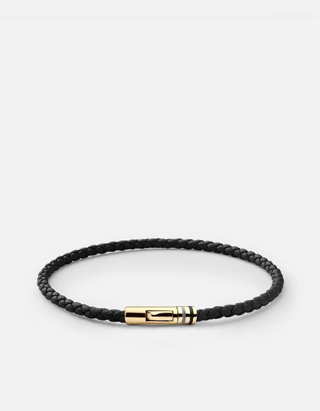 Juno Leather Bracelet, Gold Vermeil