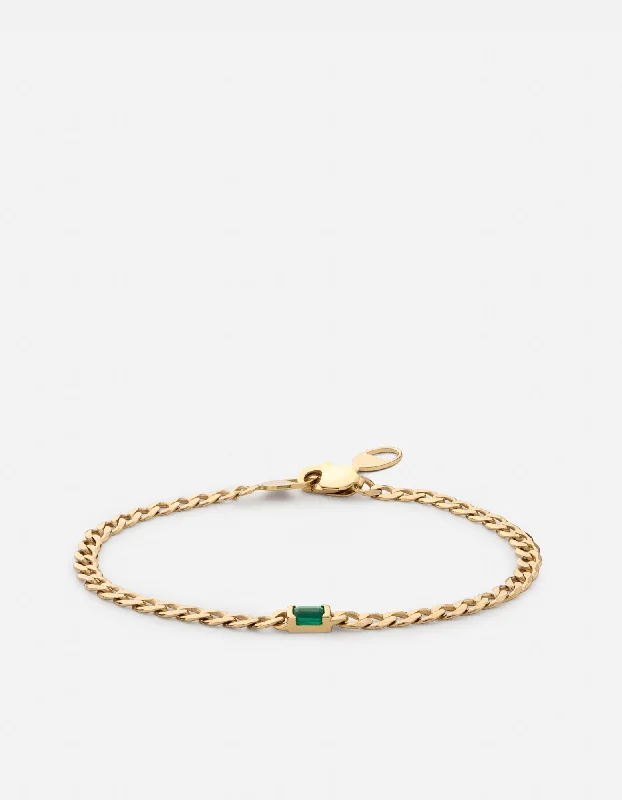 Lyra Emerald Chain Bracelet, Gold Vermeil