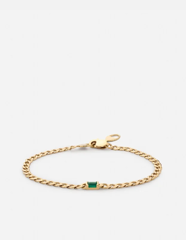 Lyra Chalcedony Chain Bracelet, Gold Vermeil