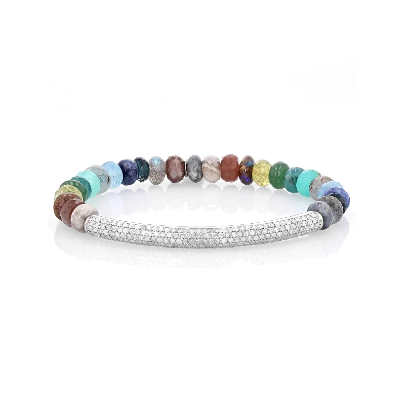 Montecito Nights Mix Bead Bracelet with Diamond Bar - 7mm