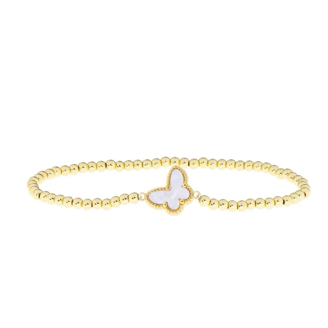 Butterfly Charm Bead Stretch Bracelet