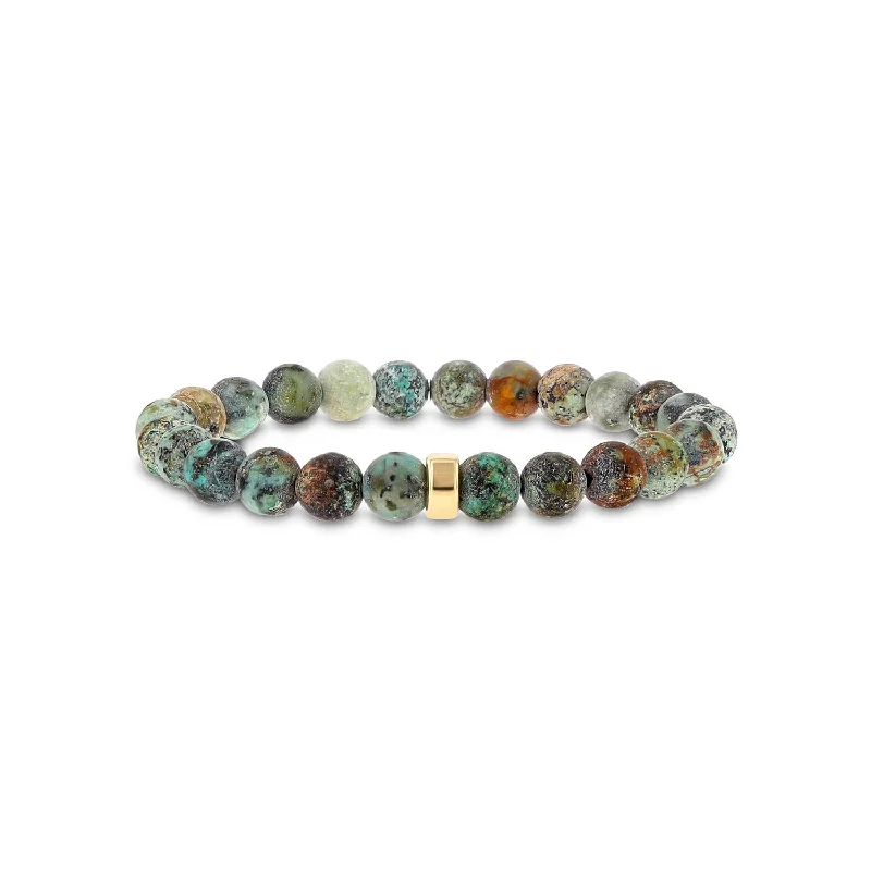 Mr. LOWE Men's African Turquoise Bracelet with 14k Gold Rondelle - 8mm