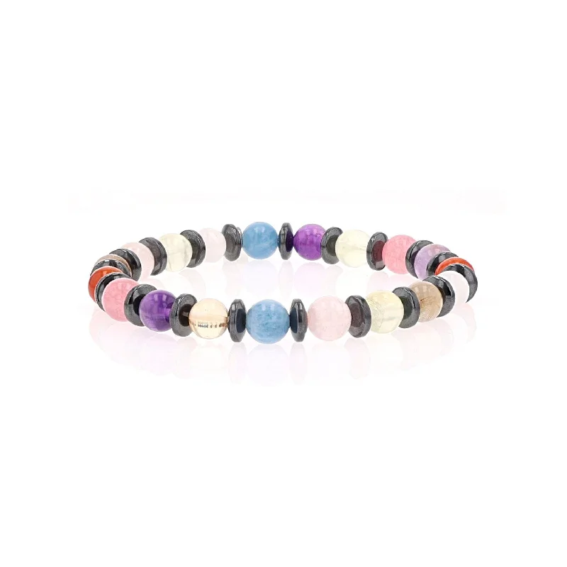 Mr. LOWE Men's Chakra with Hematite Disks Bracelet - 8mm