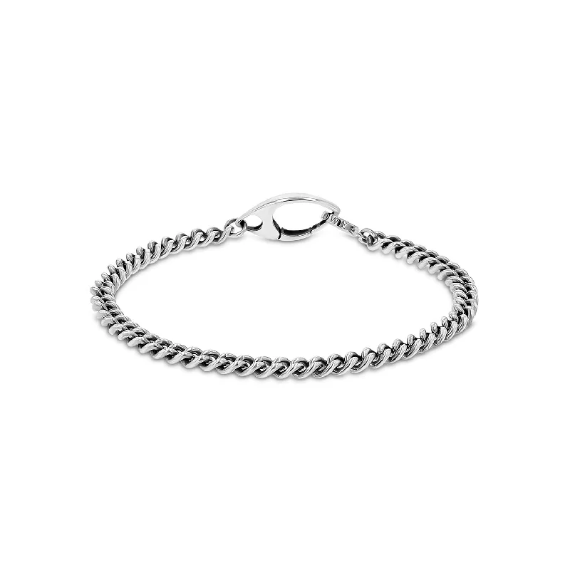 Mr. LOWE Men's Silver Curb Chain Bracelet