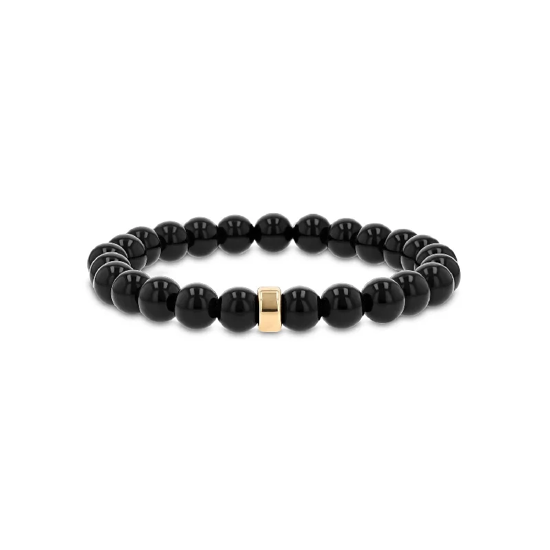 Mr. LOWE Men's Onyx Bracelet with 14k Gold Rondelle - 8mm