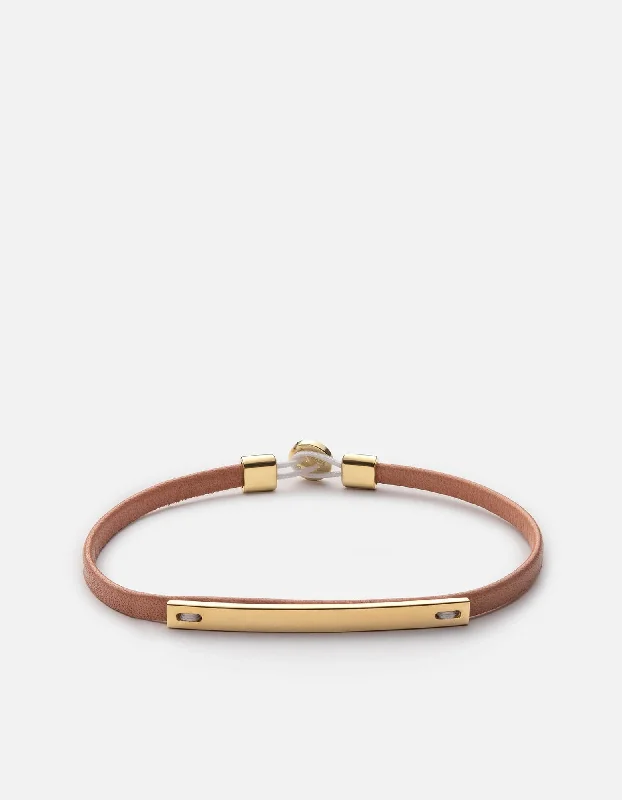 Nexus ID Leather Bracelet, Gold Vermeil