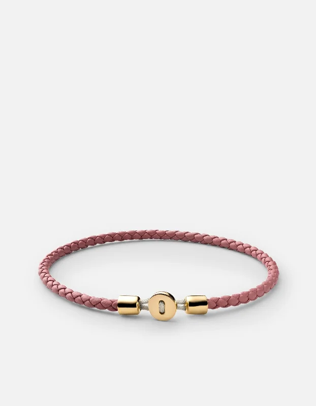 Nexus Leather Bracelet, Gold Vermeil