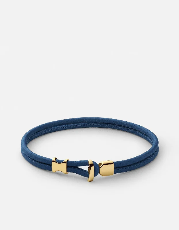 Orson Loop Leather Bracelet, Gold Vermeil