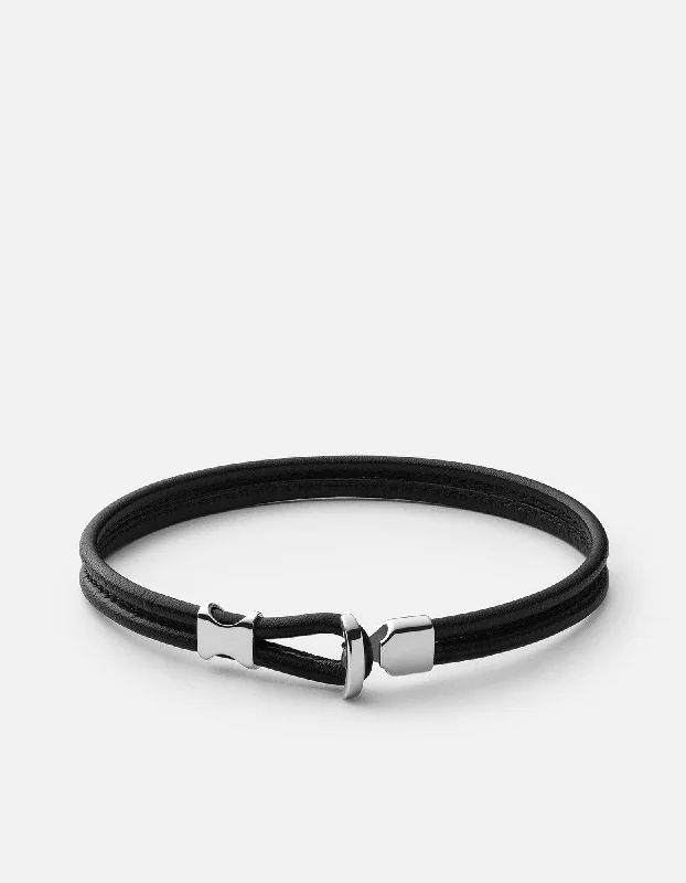 Orson Loop Leather Bracelet, Sterling Silver