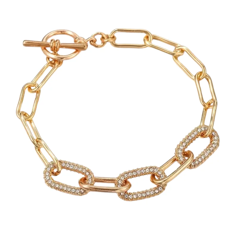 Oval Pave Paperclip Bracelet