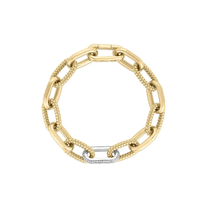 Roberto Coin Oro CLassic Designer Alternating & Paperclip Link Bracelet