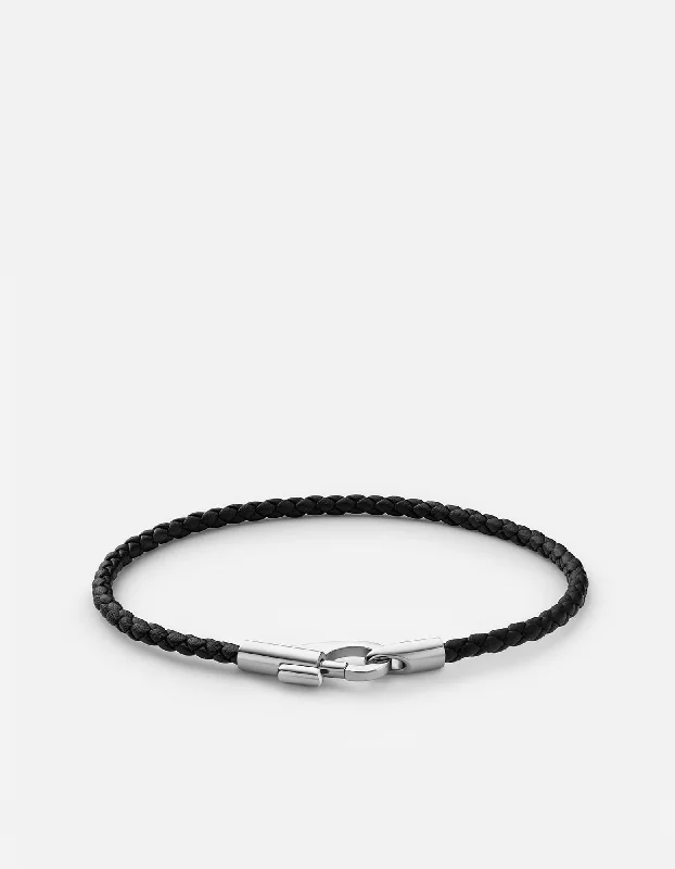 Snap Leather Bracelet, Sterling Silver