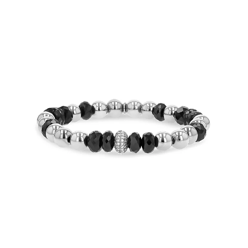 Spinel and Bali Bead Bracelet with Diamond Donut - 7mm