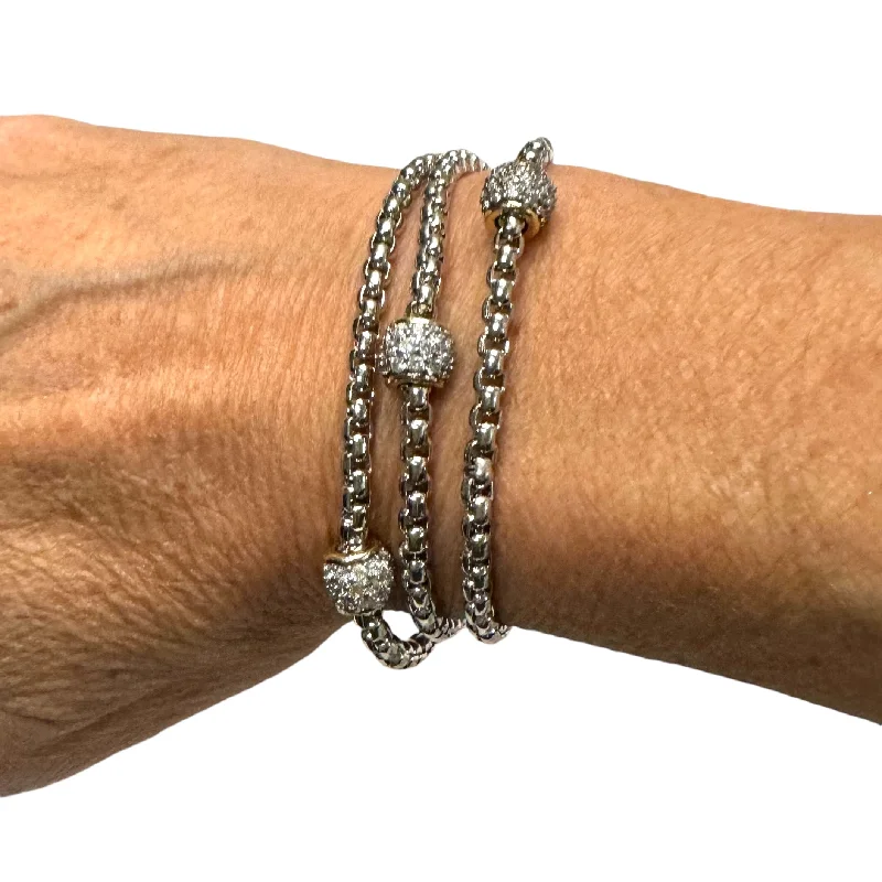 CZ Bead Three Chain Magnetic Bracelet