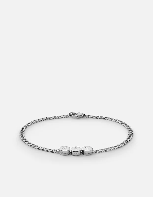 Type Chain Bracelet, Sterling Silver