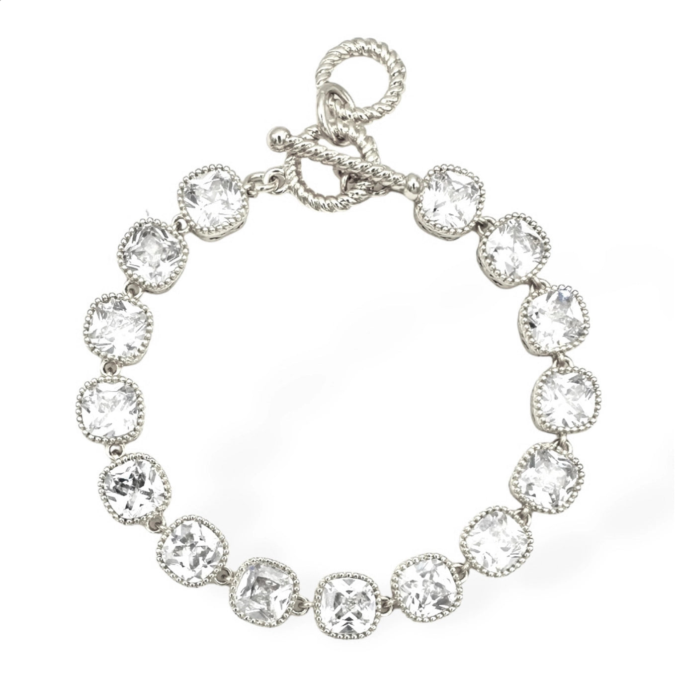 White Ice Cushion Cut Bracelet